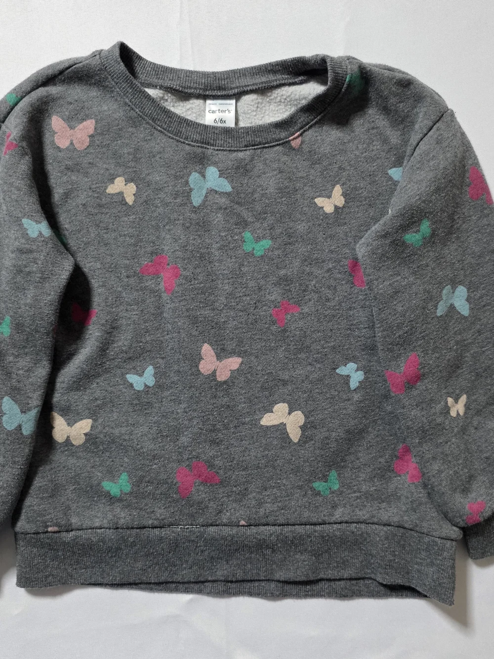 Carter's Gray Butterfly Sweatshirt with Multicolor Butterflies
